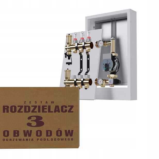 Rozdělovač pro podlahu 4 okruhy s čerpací skupinou Wilo nástěnná skříňka