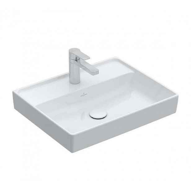 Villeroy & Boch Collaro - Umyvadlo 60x47 cm, bez přepadu, otvor pro baterii, CeramicPlus, Stone White 4A3361RW