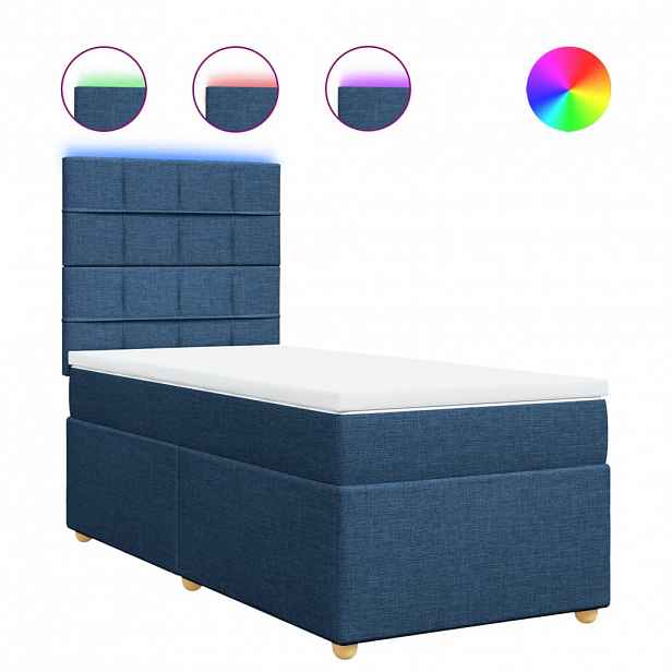 vidaXL Box spring postel s matrací modrá 80x200 cm textil
