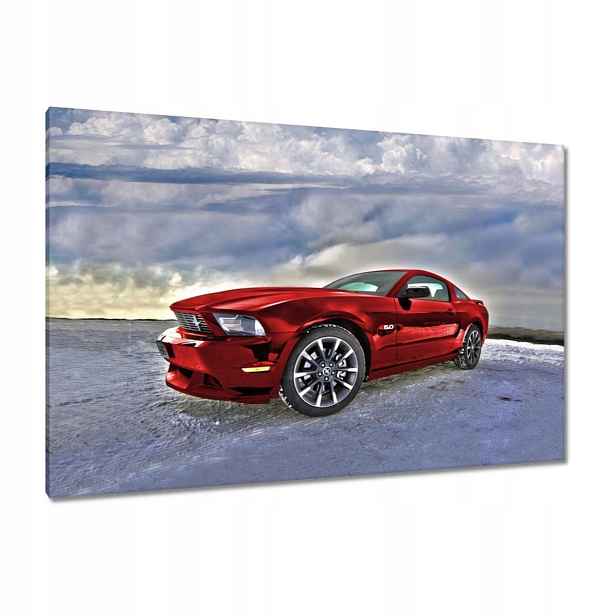 Obrazy 120x80 Červený Mustang Sníh