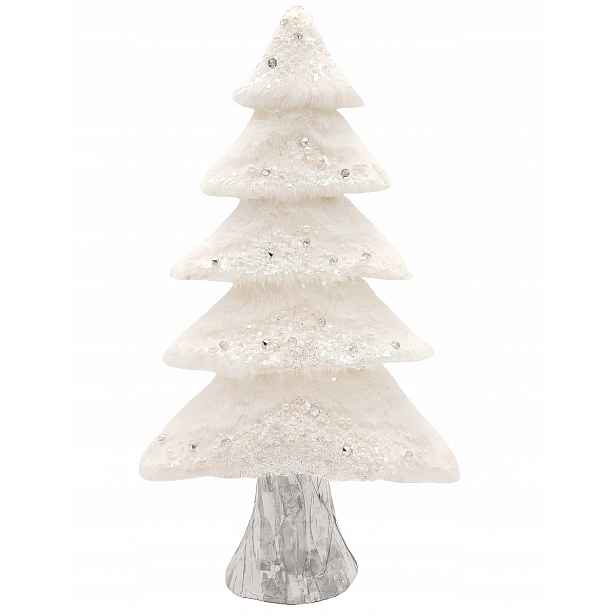 Bílý Vánoční Stromek Se Třpytkami Dekorace Glamour Kožíšek 50 cm