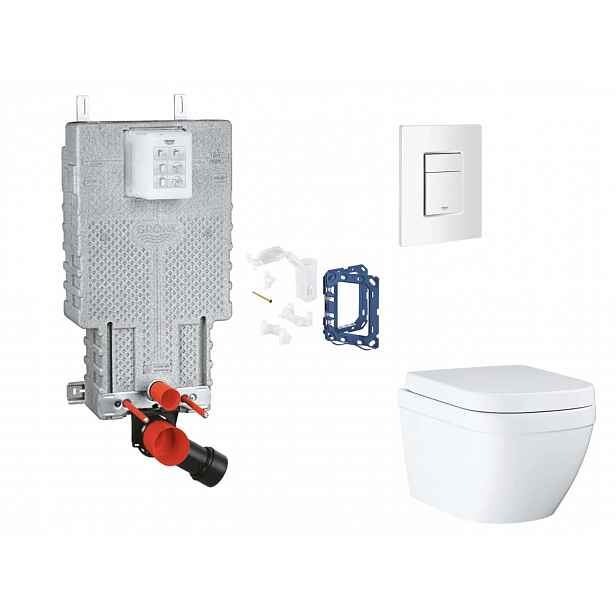Grohe Uniset - Set předstěnové instalace, klozetu, sedátka SoftClose, tlačítka Skate Cosmopolitan a sady pro vhazování tablet, Triple Vortex, alpská b