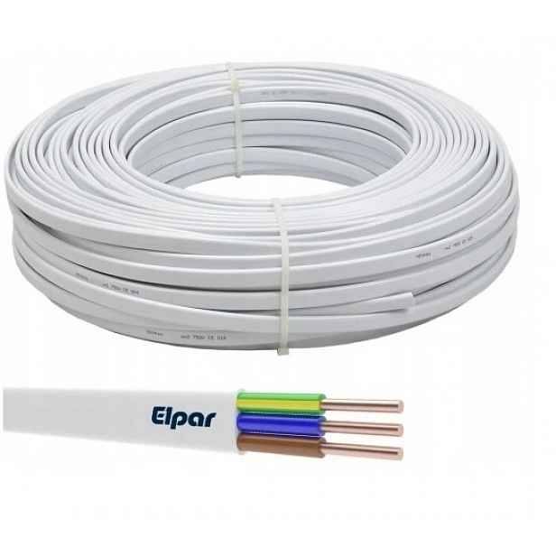 Instalační kabel YDYp 3x1,5 450/750V plochý drát bílý Elpar kotouč 25 m
