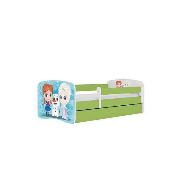 Kocot kids Dětská postel Babydreams Sněhové princezny zelená, varianta 80x180, bez šuplíků, bez matrace