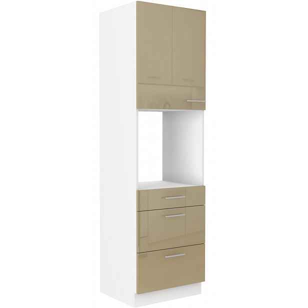 Kuchyňská skříň na vestavnou troubu se šuplíky LAJLA - šířka 60 cm, cappucino / bílá