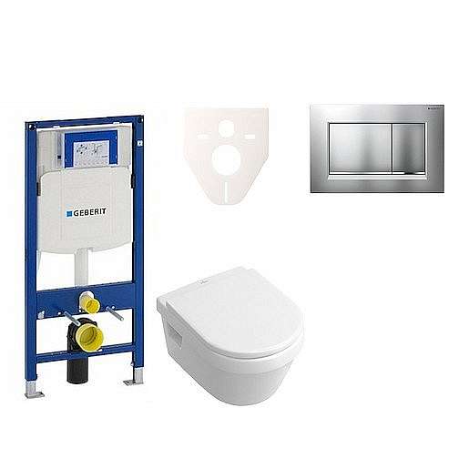 Závěsný set WC Villeroy & Boch Omnia Architectura + modul Geberit Duofix s tlačítkem Sigma 30 (chrom mat/lesk) 111.300.00.5 NB7