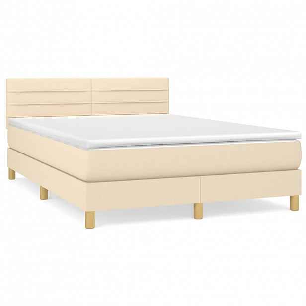 vidaXL Box spring postel s matrací krémová 140x200 cm textil