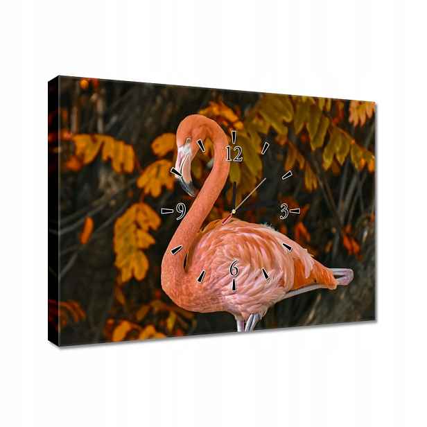 Nástěnné hodiny 60x40 Krásný plameňák