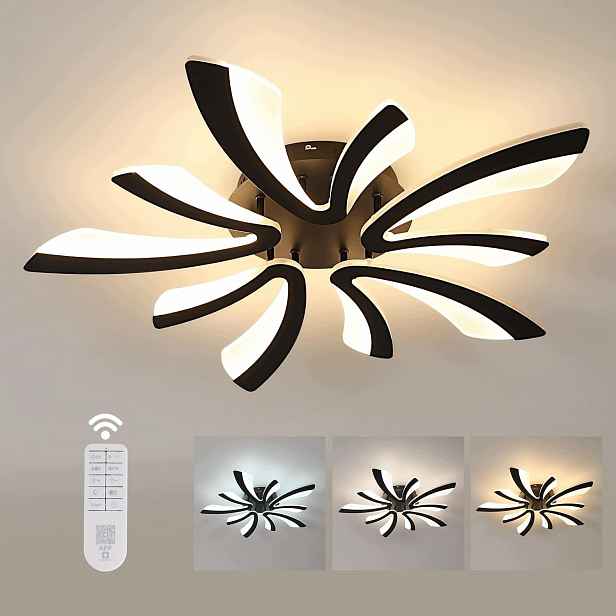 Stropní svítidlo černé Led lustr s dálkovým ovládáním moderní do obývacího pokoje 48W