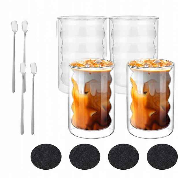 4 ks Termosklenice Na Kávu Latte Drinků 350 ml