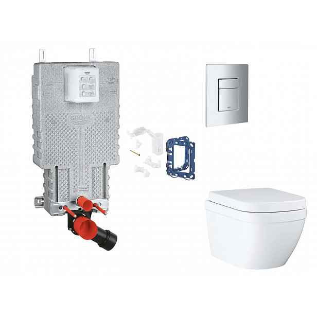 Grohe Uniset - Set předstěnové instalace, klozetu, sedátka SoftClose, tlačítka Skate Cosmopolitan a sady pro vhazování tablet, Triple Vortex, matný ch