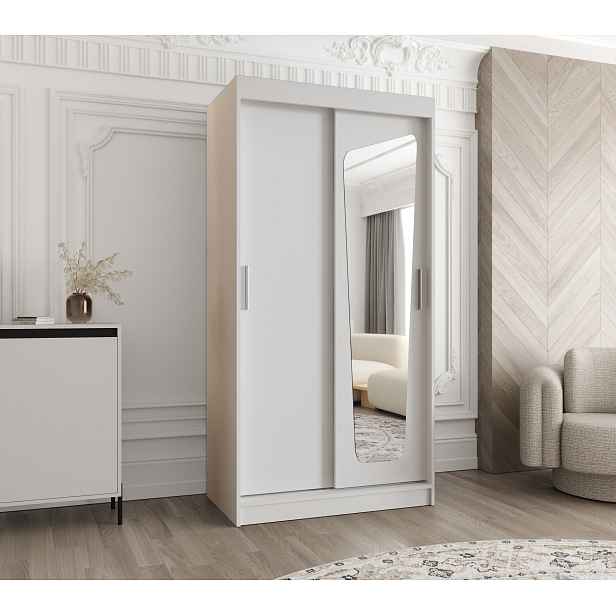 Šatní skříň Abi Moka Rozměry: 100 cm, Barva korpusu + barva dveří: Bílá + Bílá