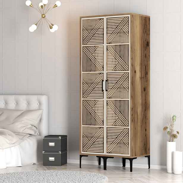 Šatní skříň Kumsal PP - Walnut, Cream