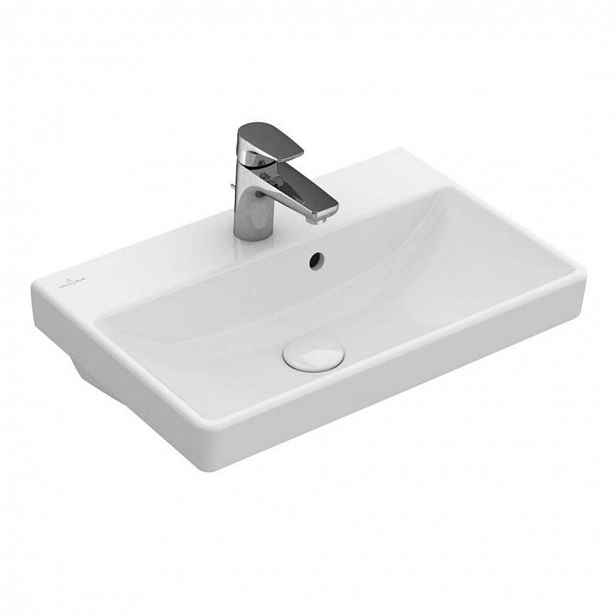 Villeroy & Boch Avento - Umyvadlo 55x37 cm, s přepadem, otvor pro baterii, CeramicPlus, alpská bílá 4A0055R1