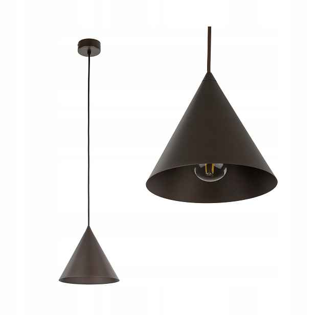Závěsná kovová kuželová lampa Cono E27 v hnědé barvě Tk Lighting