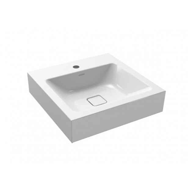 Kaldewei CONO 3079, umyvadlo na stěnu, 500x500mm, bez přepadu, 1x1 otvor, bílá, Perl-Effekt 908606013001