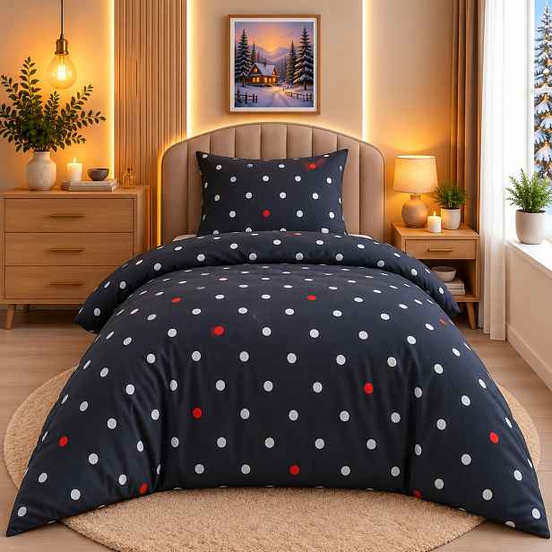 Mikroplyšové povlečení Premium 140x200+70x90 Puntíky šedé