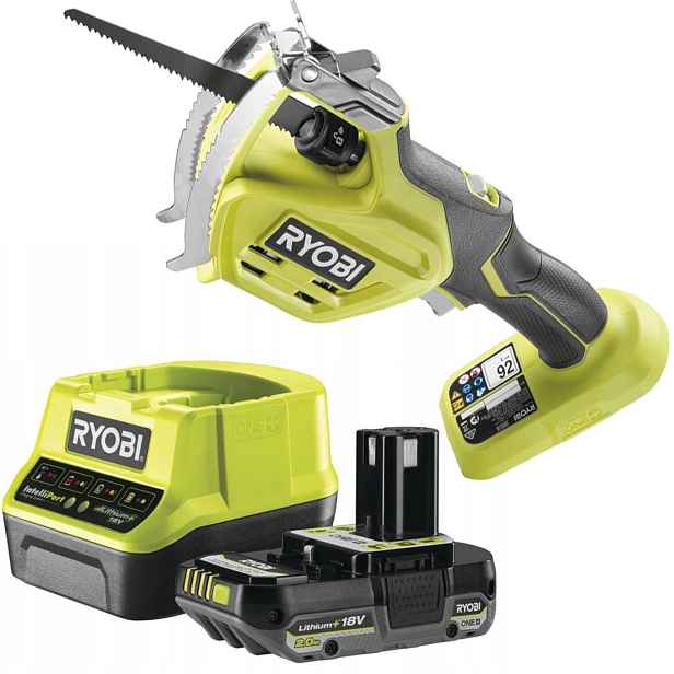 Sada Ryobi Zahradní Pila One+ 18V 15mm 2.0Ah a nabíječka Bonus