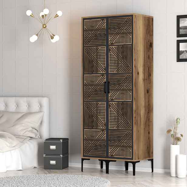 Šatní skříň Kumsal PP - Walnut, Anthracite