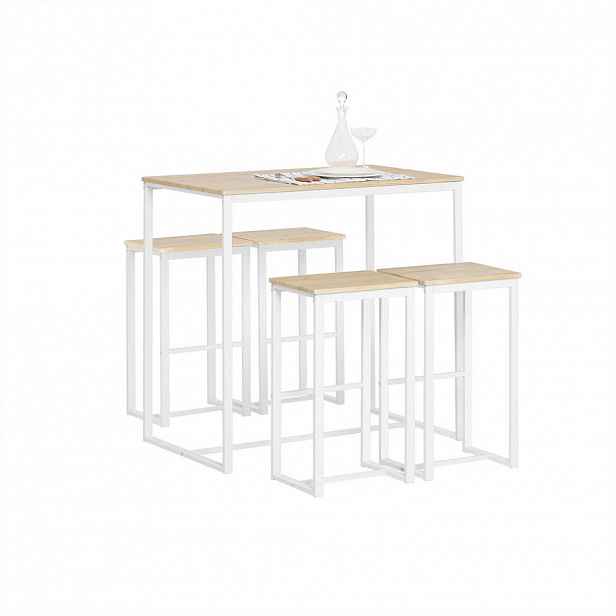 SoBuy 5DÍLNÝ set stolu se 4 stoličkami Bílá 100x60x93cm Minimalistický