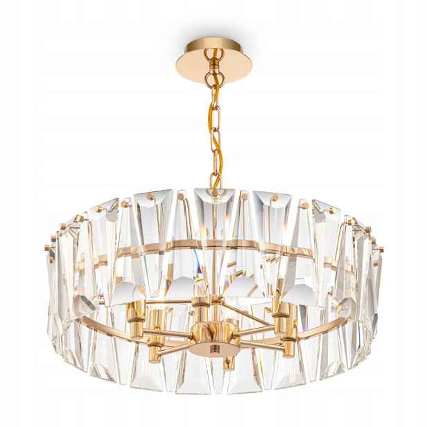 Závěsná lampa křišťálový lustr glamour zlatý kulatý 52 cm Maytoni