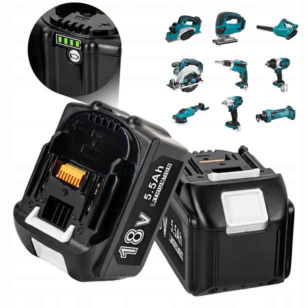 18V 5500Mah Lithium-iontové náhradní baterie s Led displejem, 2 kusy