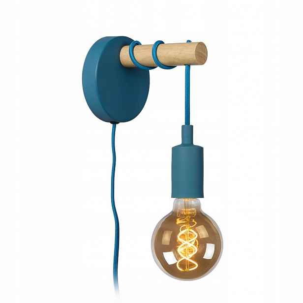 Modrá nástěnná lampa Paulien s teplým leskem nad postel 01/35/Lucide