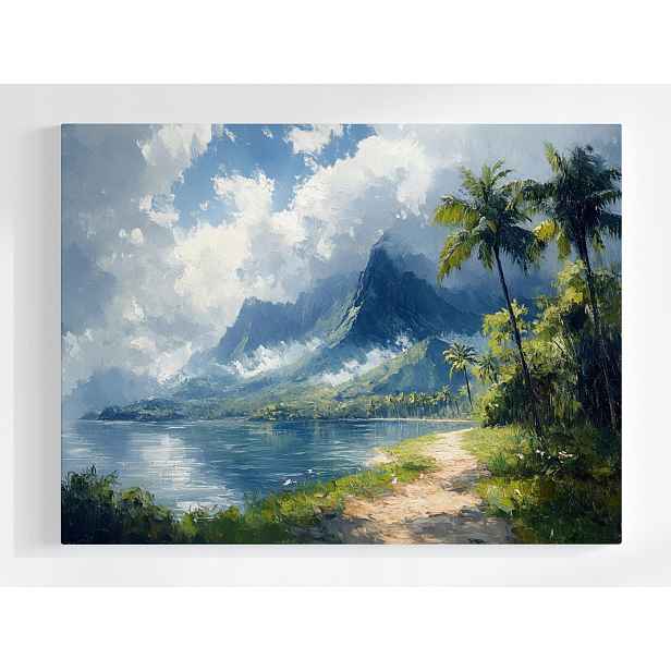 Plakát Krajina Havaj Hory Vrcholky Oceán Pláž Palmy 100x75