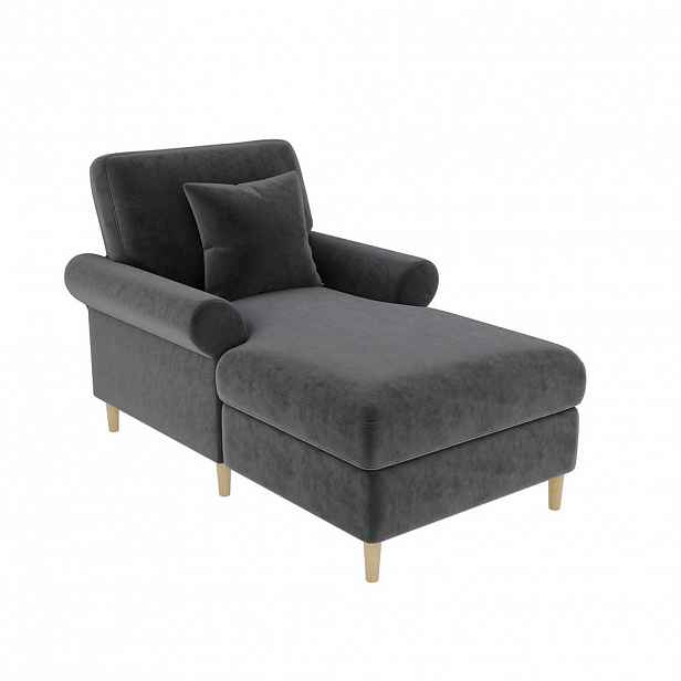 Redom RELAXAČNÍ křeslo 133/87/90 cm s polohou vleže, sametovým potahem a polštářem, Šedá