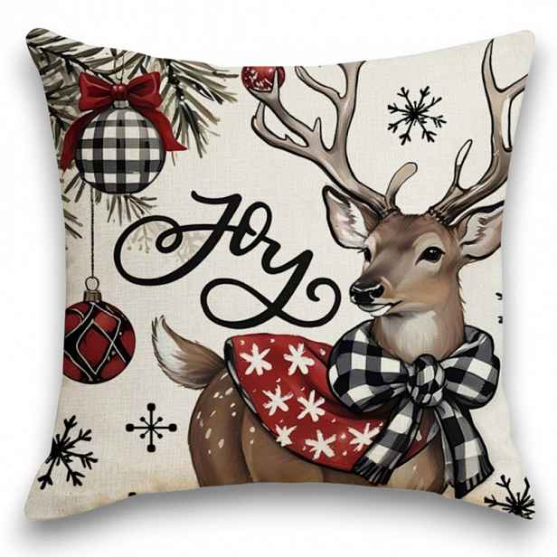 Vánoční povlak na polštář DEER WISH 45x45 cm, béžový
