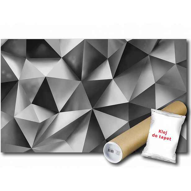 Vinylová Fototapeta Abstrakce Geometrie 3D Trojúhelníky Šedá 152x104
