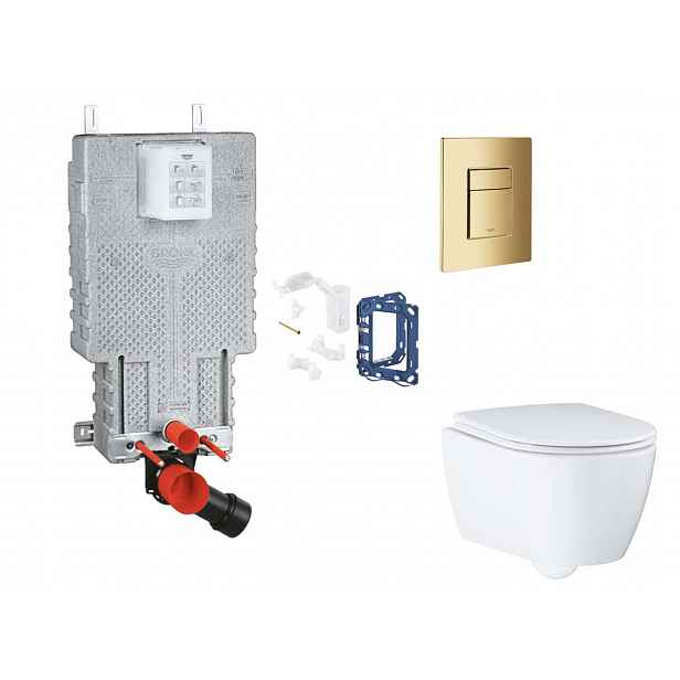 Grohe Uniset - Set předstěnové instalace, klozetu, sedátka SoftClose, tlačítka Skate Cosmopolitan a sady pro vhazování tablet, Cool Sunrise SANI15BB41