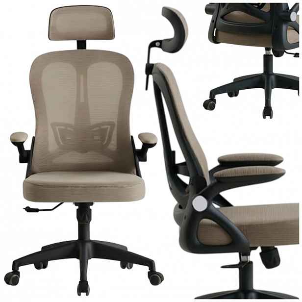 Ergonomické Otočné Kancelářské Křeslo Béžová/khaki Horseking Síť MS028 Bozp