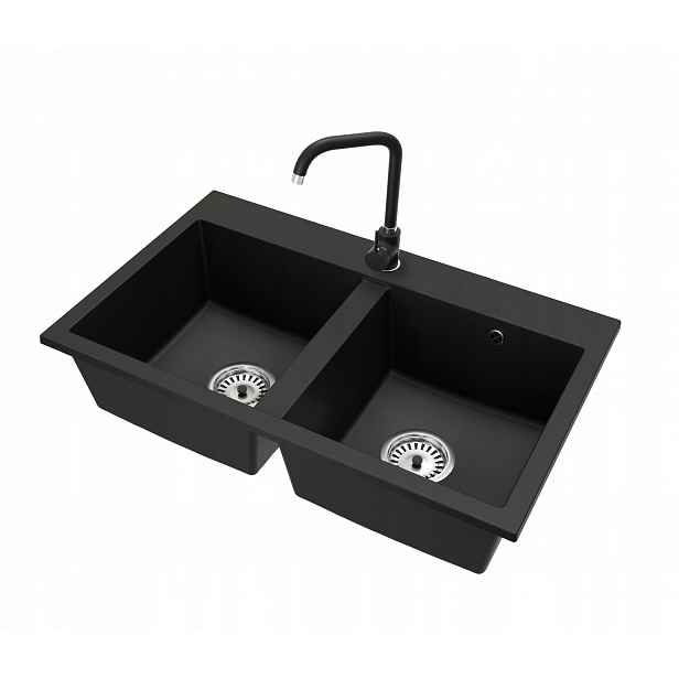 Kuchyňský dřez Dvoukomorový Exclusive 20 baterií Steel Sifon Chrom