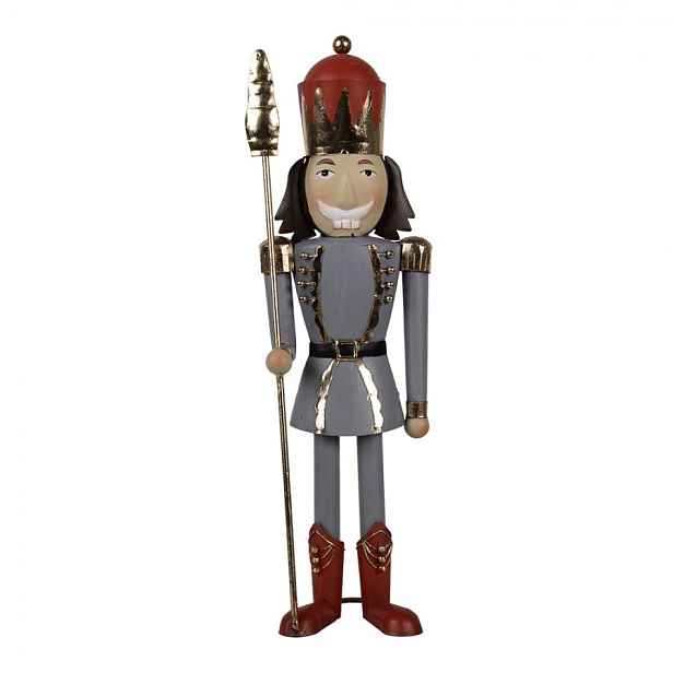 Šedá antik kovová dekorace socha Louskáček - 12*9*36 cm Clayre & Eef