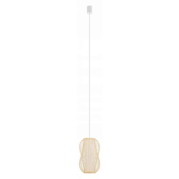Závěsná lampa Puket Bílá Hnědá Abažur 1xE27 21 cm Stropní Svítidlo Pokoj