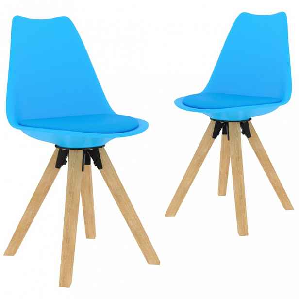 Jídelní židle 2 ks plast / umělá kůže / buk Žlutá
