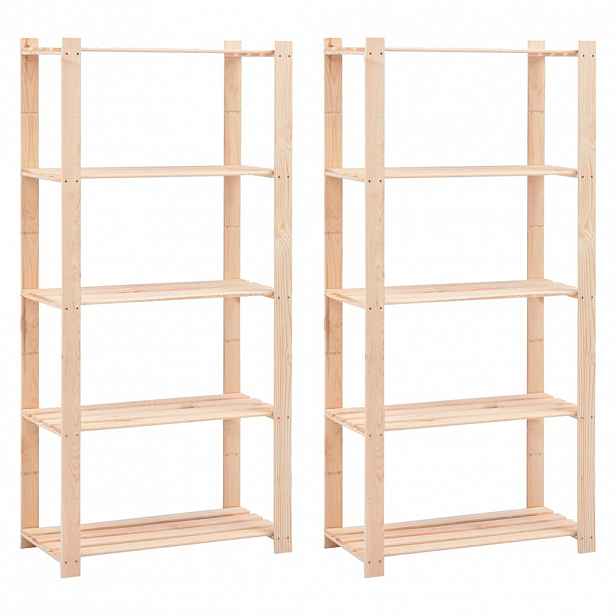 vidaXL Úložný regál 5 polic 2 ks 80x38x170 cm masivní borovice 250 kg