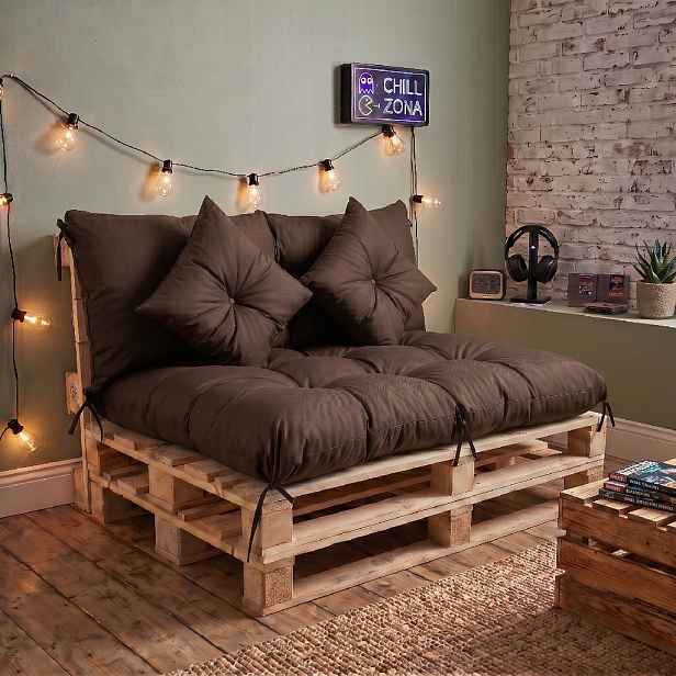 Interiérový polstr na palety CHILL ZONE 27 relax, gaming, mladé bydlení tmavě hnědá Mybesthome