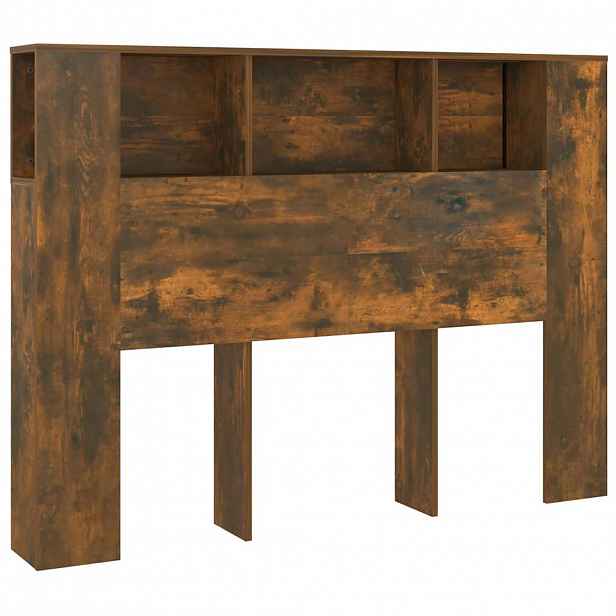 vidaXL Čelo postele s úložným prostorem kouřový dub 140x18,5x104,5 cm