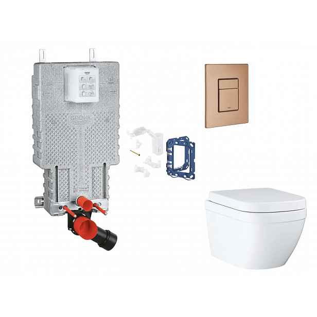 Grohe Uniset - Set předstěnové instalace, klozetu, sedátka SoftClose, tlačítka Skate Cosmopolitan a sady pro vhazování tablet, Triple Vortex, kartáčov
