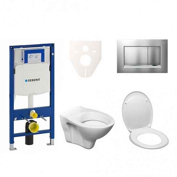 Závěsný set WC S-line + modul Geberit Duofix s tlačítkem Sigma 30 (chrom mat/lesk) 111.300.00.5 ND7