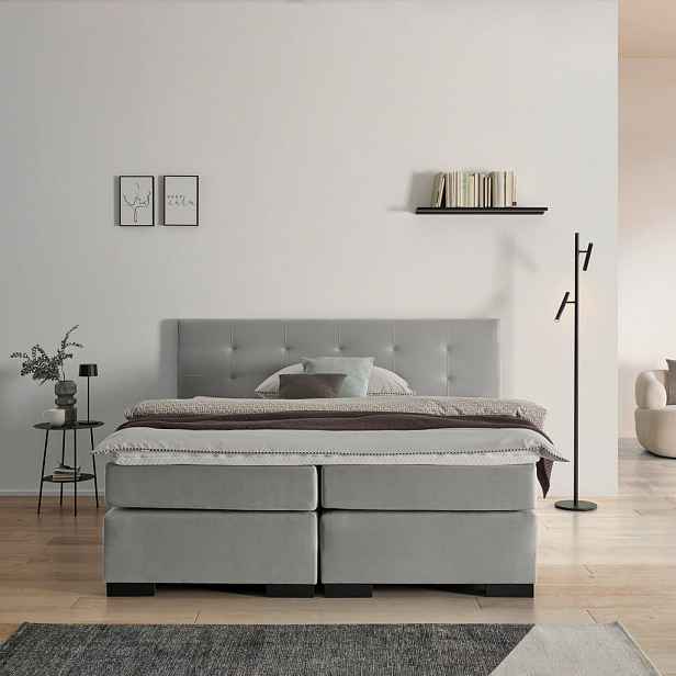 MID.YOU POSTEL BOXSPRING, 180/200 cm, šedá