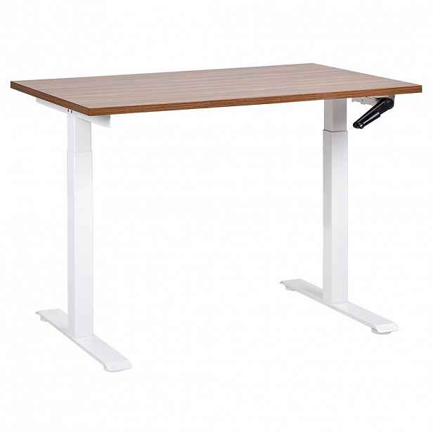 Beliani PSACÍ STŮL hnědobílý 120/72 cm manuální výškově nastavitelný Destin III