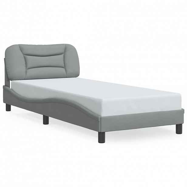 vidaXL Rám postele s LED bez matrace Hvar Světle šedá 90x190 cm Látka