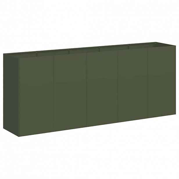 vidaXL Truhlík olivově zelený 200x40x80 cm ocel válcovaná za studena