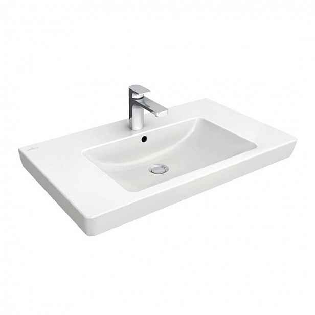 Villeroy & Boch Subway 2.0 - Umyvadlo 80x47 cm, s přepadem, otvor pro baterii, alpská bílá 71758G01