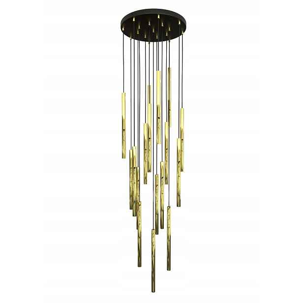 Závěsná kaskádová lampa glamour černá zlatá rampouchy do obývacího pokoje 17 bodů Emibig