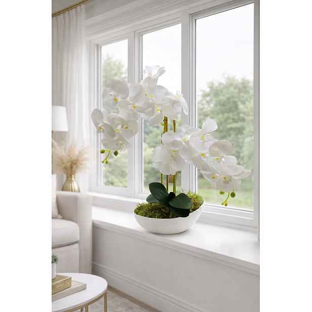 Orchidej na parapet, Krásná Orchidej V Květináči Umělé Květy Dekorace