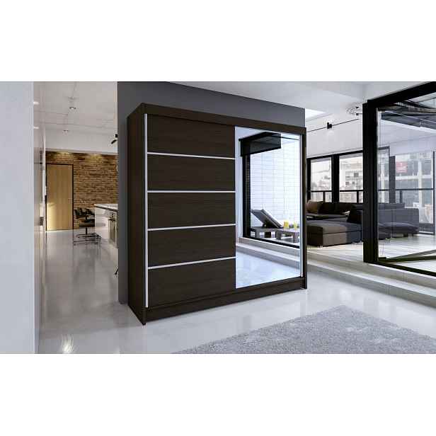 Šatní skříň TABITHA 3 - šířka 180 cm, čoko
